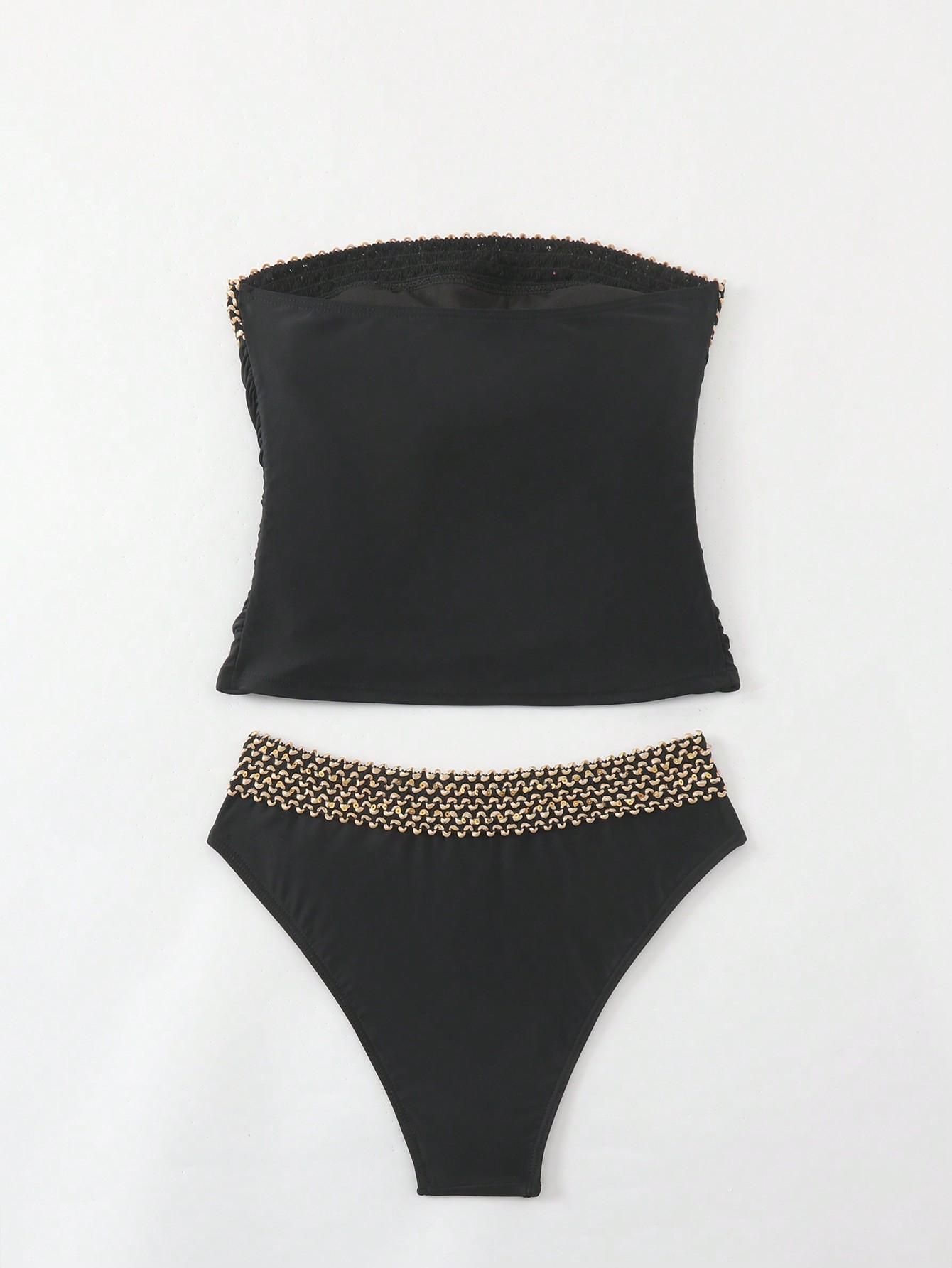 czarne tankini komplet