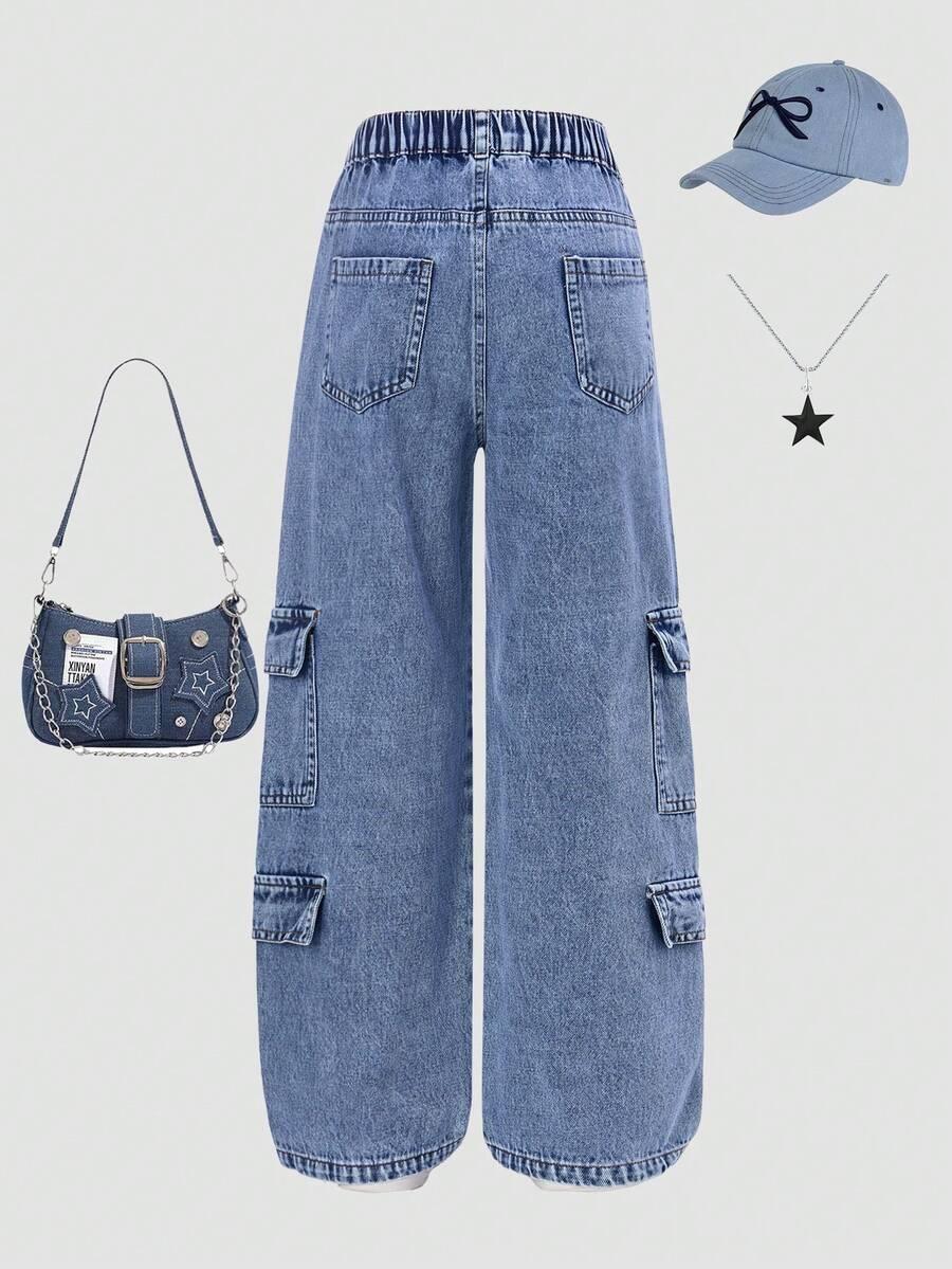 niebieskie spodnie jeans kieszenie 