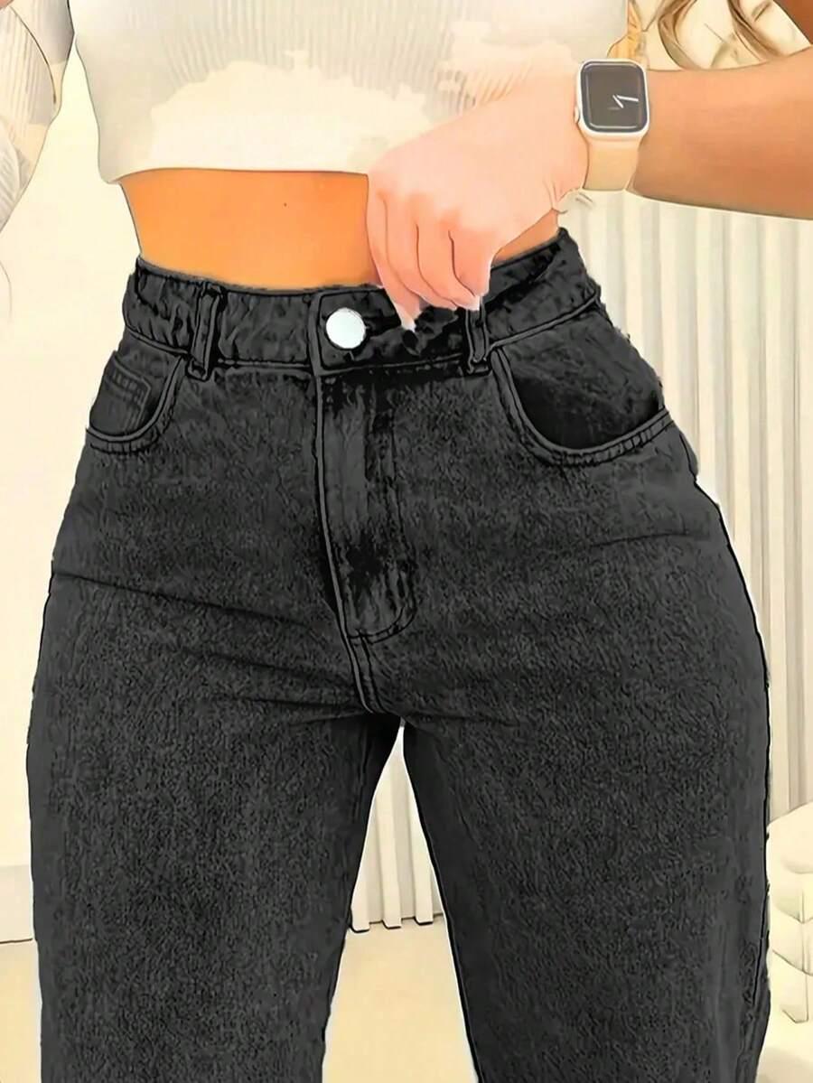 szare spodnie jeans wysoki stan