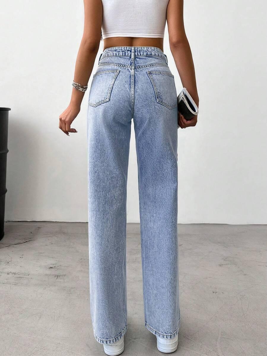 NIEBIESKIE SPODNIE JEANS WYSOKI STAN 