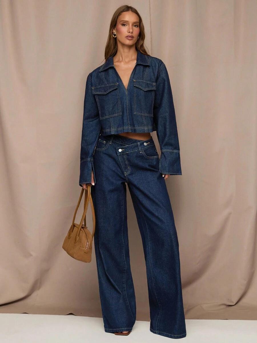 GRANATOWA KURTKA JEANS
