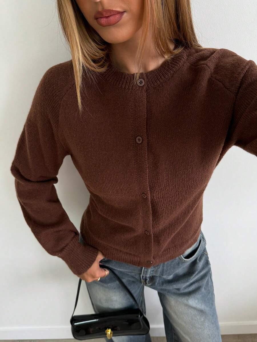 BRĄZOWY SWETER KARDIGAN 
