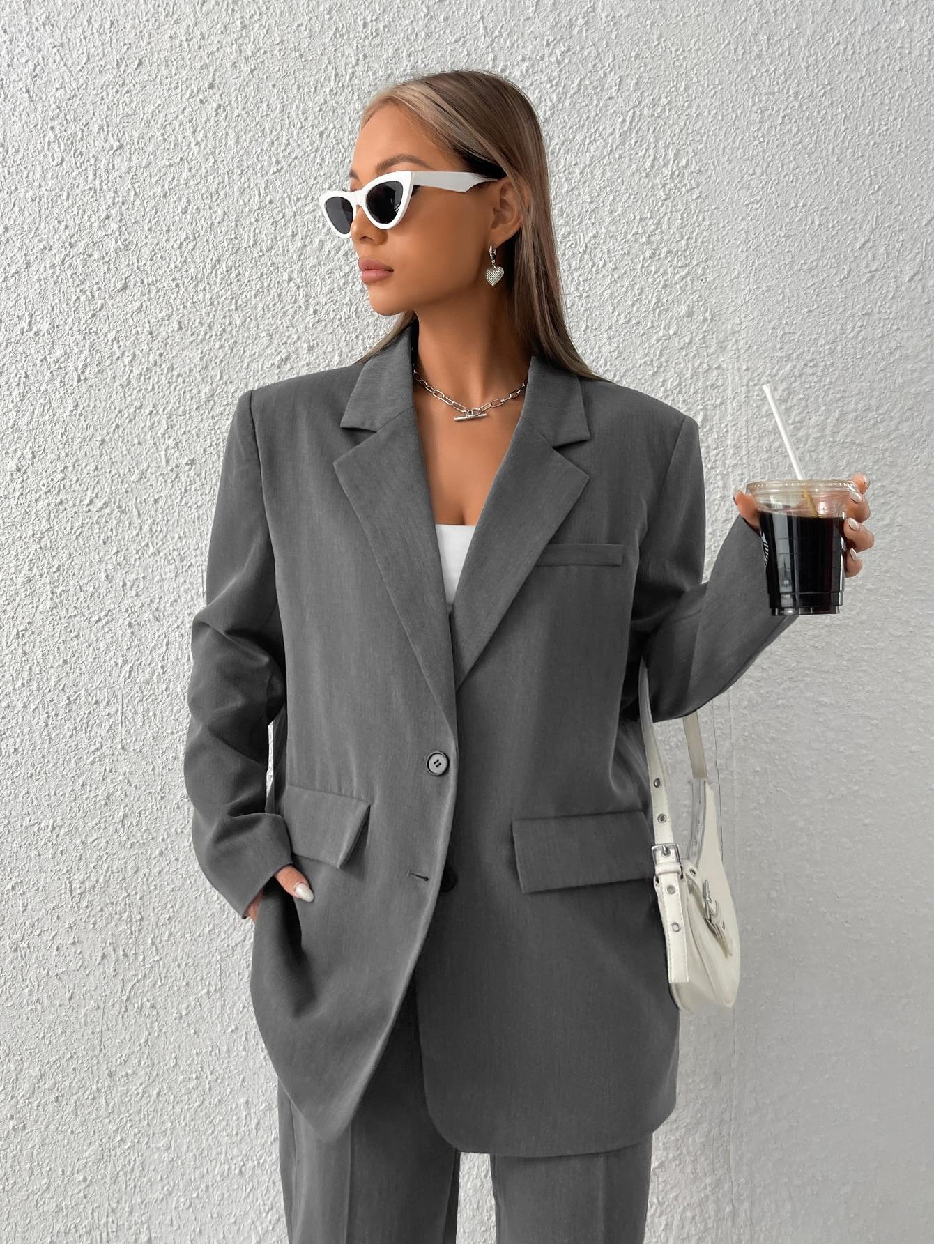 SZARA MARYNARKA OVERSIZE