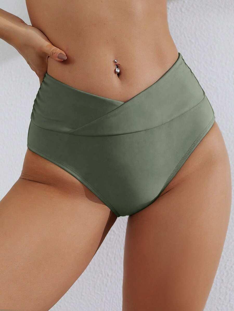 zielony dół od bikini marszczenia