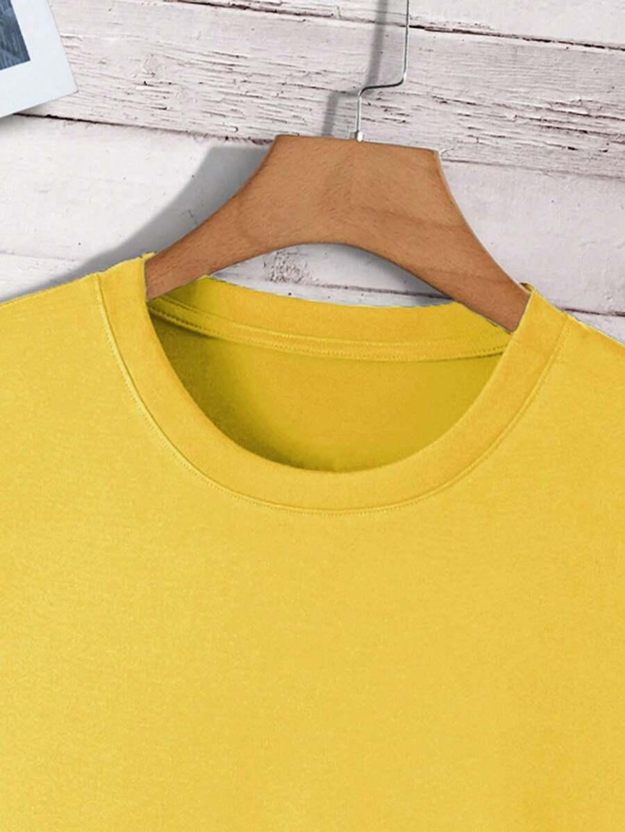 ŻÓŁTY T-SHIRT OKRĄGŁY DEKOLT