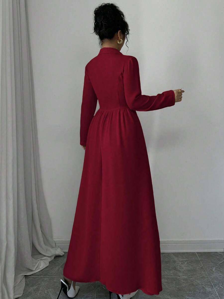 bordowa maxi sukienka