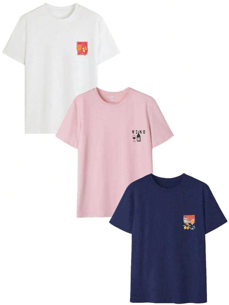 bluzka nadruk 3-pack