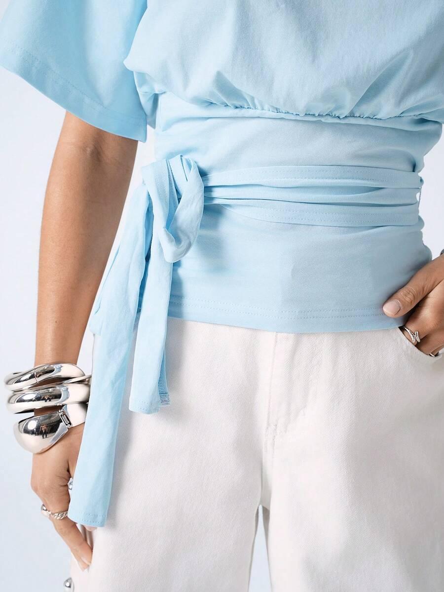 NIEBIESKA BLUZKA KRÓTKI RĘKAW