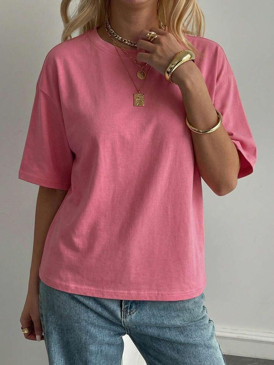 RÓŻOWY T-SHIRT OVERSIZE