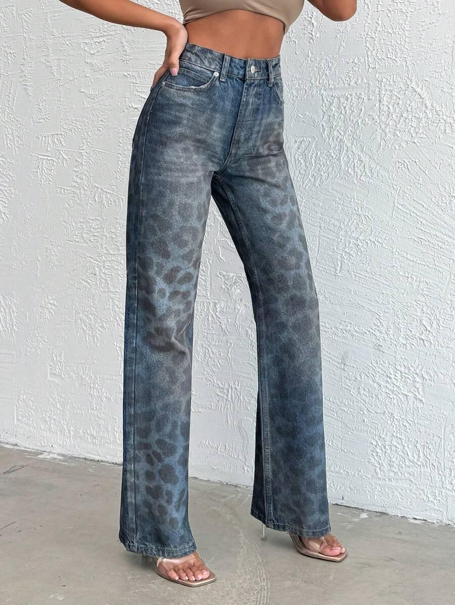 SPODNIE JEANS ANIMAL PRINT 
