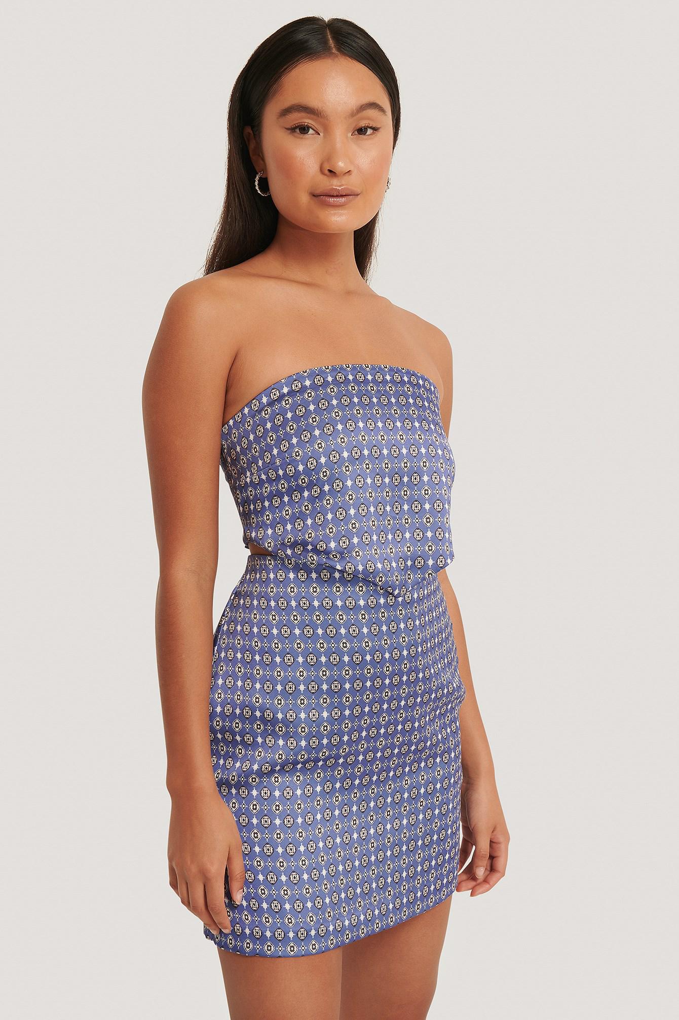 NIEBIESKI CROP TOP PRINT