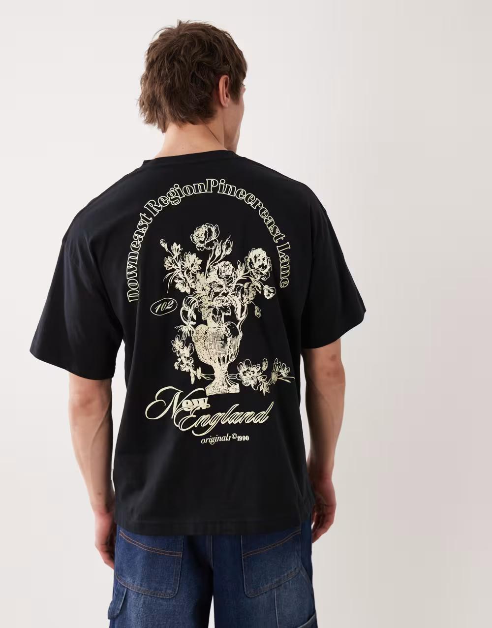CZARNY T-SHIRT nadruk