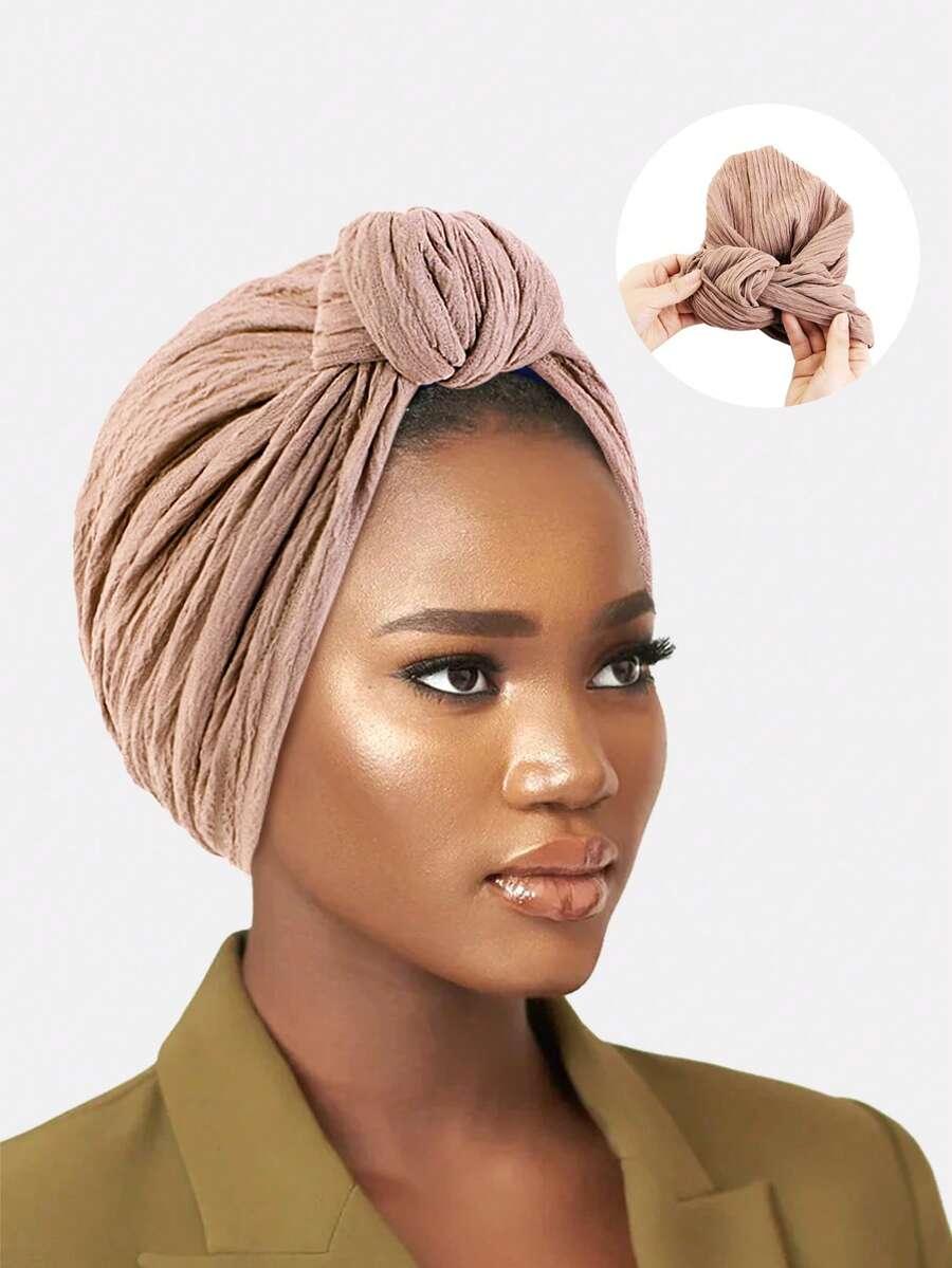 brązowy turban na głowę