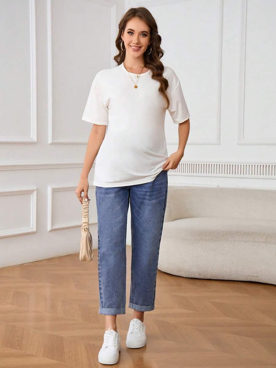 NIEBIESKIE SPODNIE JEANS CIĄŻOWE