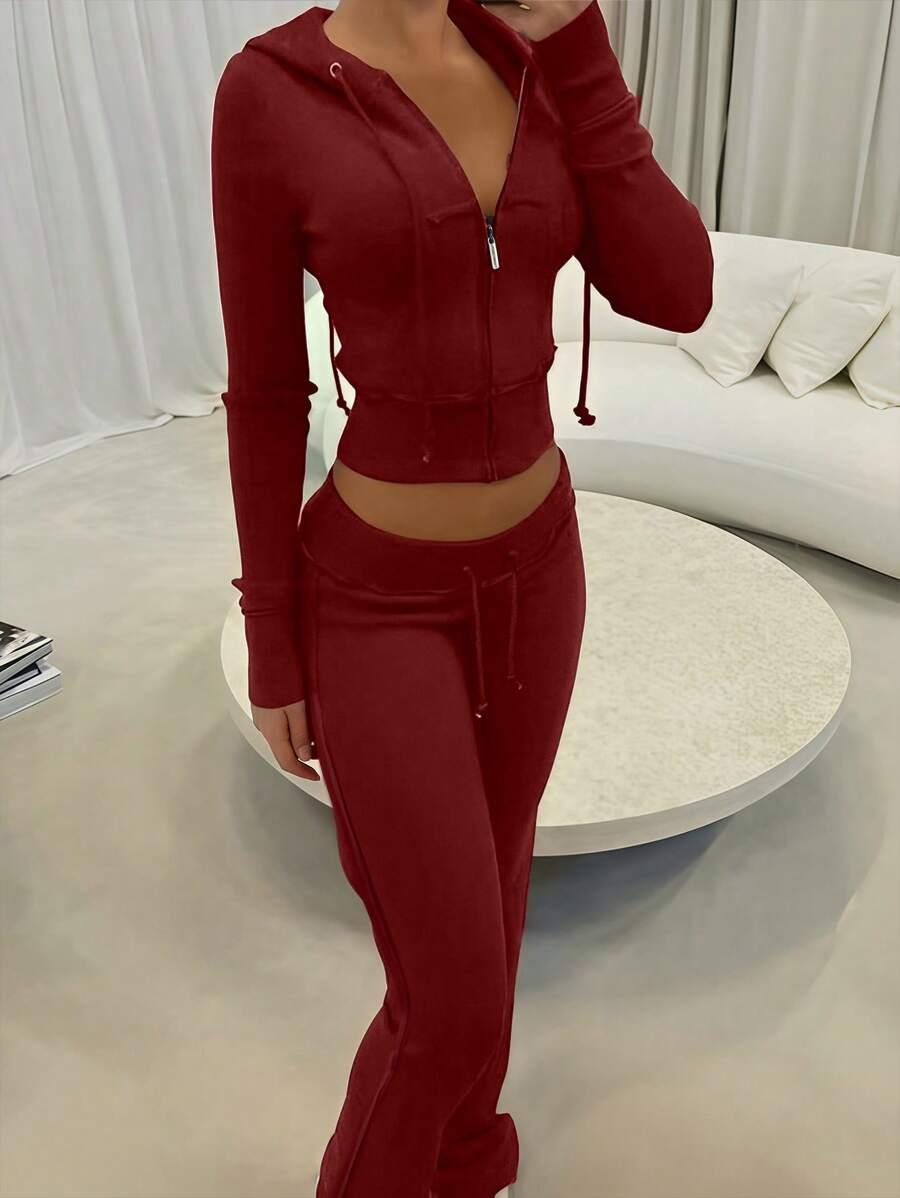BORDOWY KOMPLET BLUZA DRESY