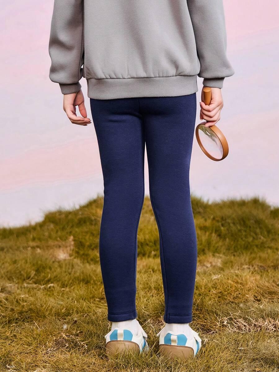 granatowe ocieplane legginsy