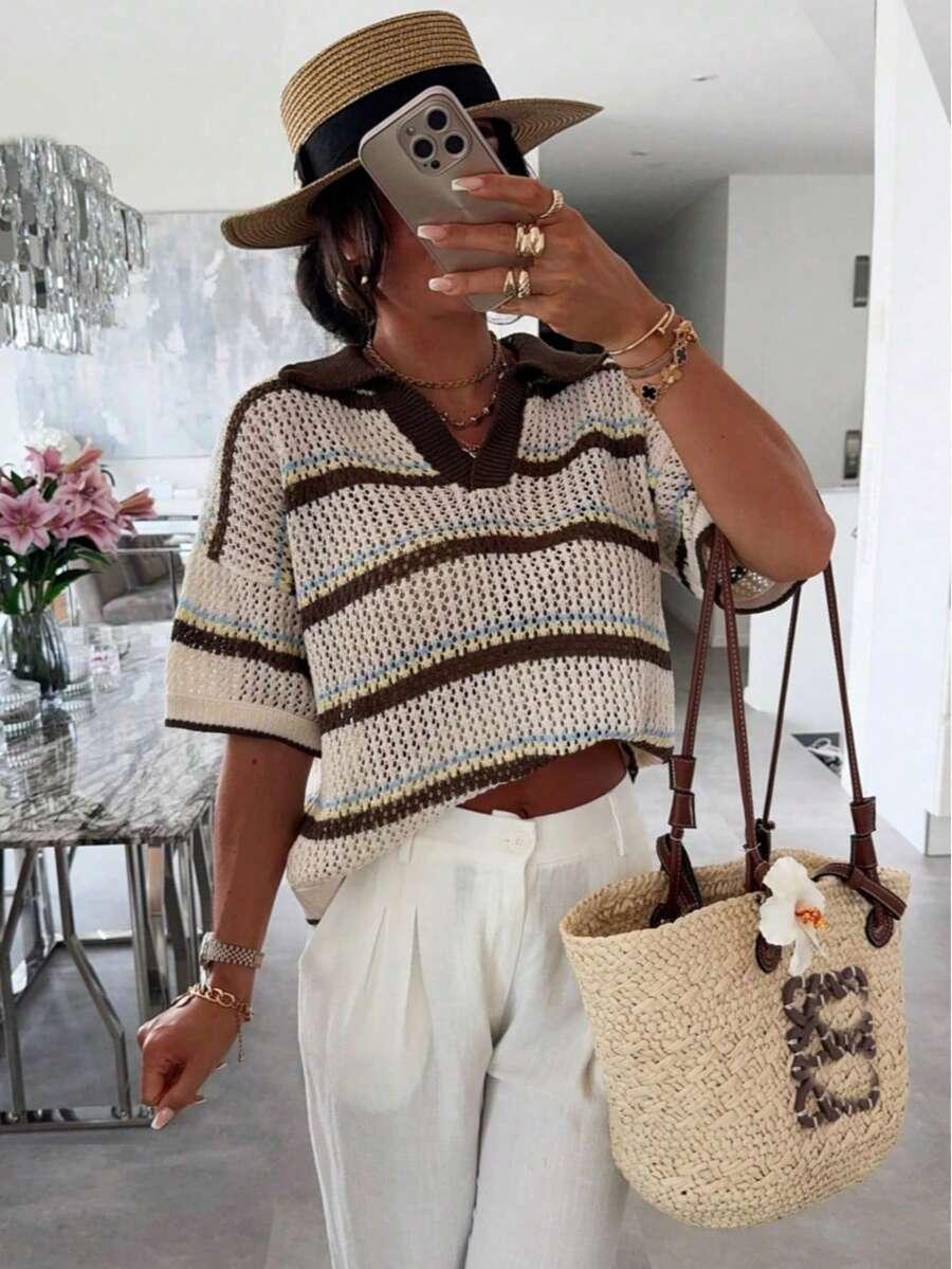 sweter w paski