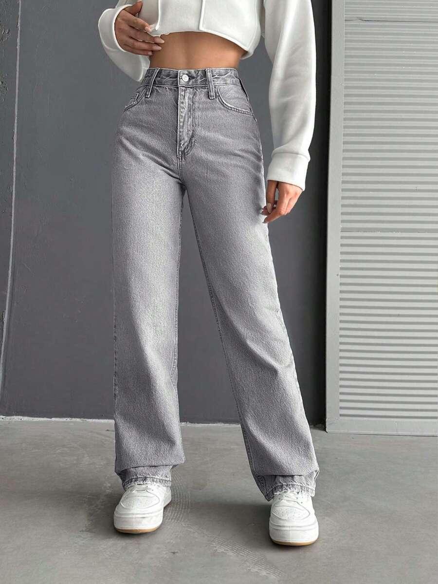 SZARE SPODNIE JEANS