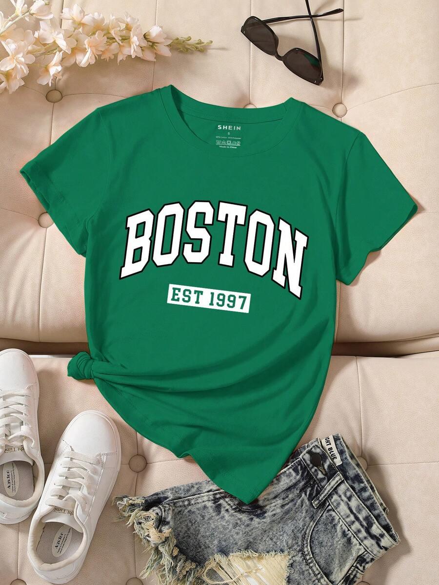 BAWEŁNIANY T-SHIRT Z NADRUKIEM