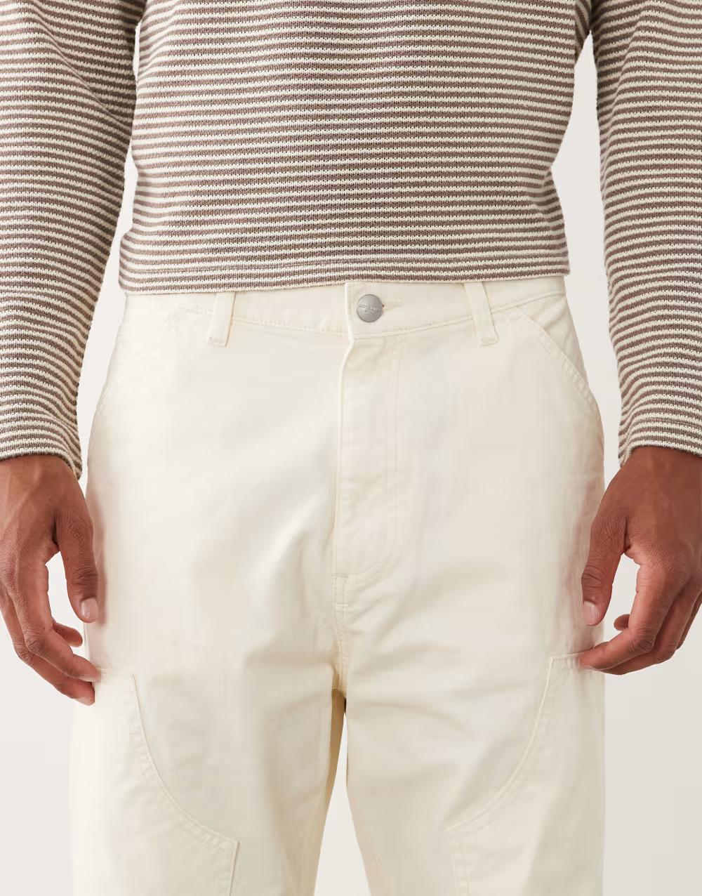 KREMOWE SPODNIE JEANS