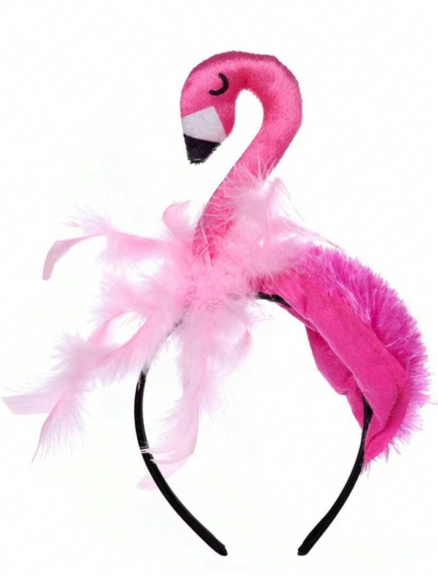 Różowa opaska na głowę flamingo