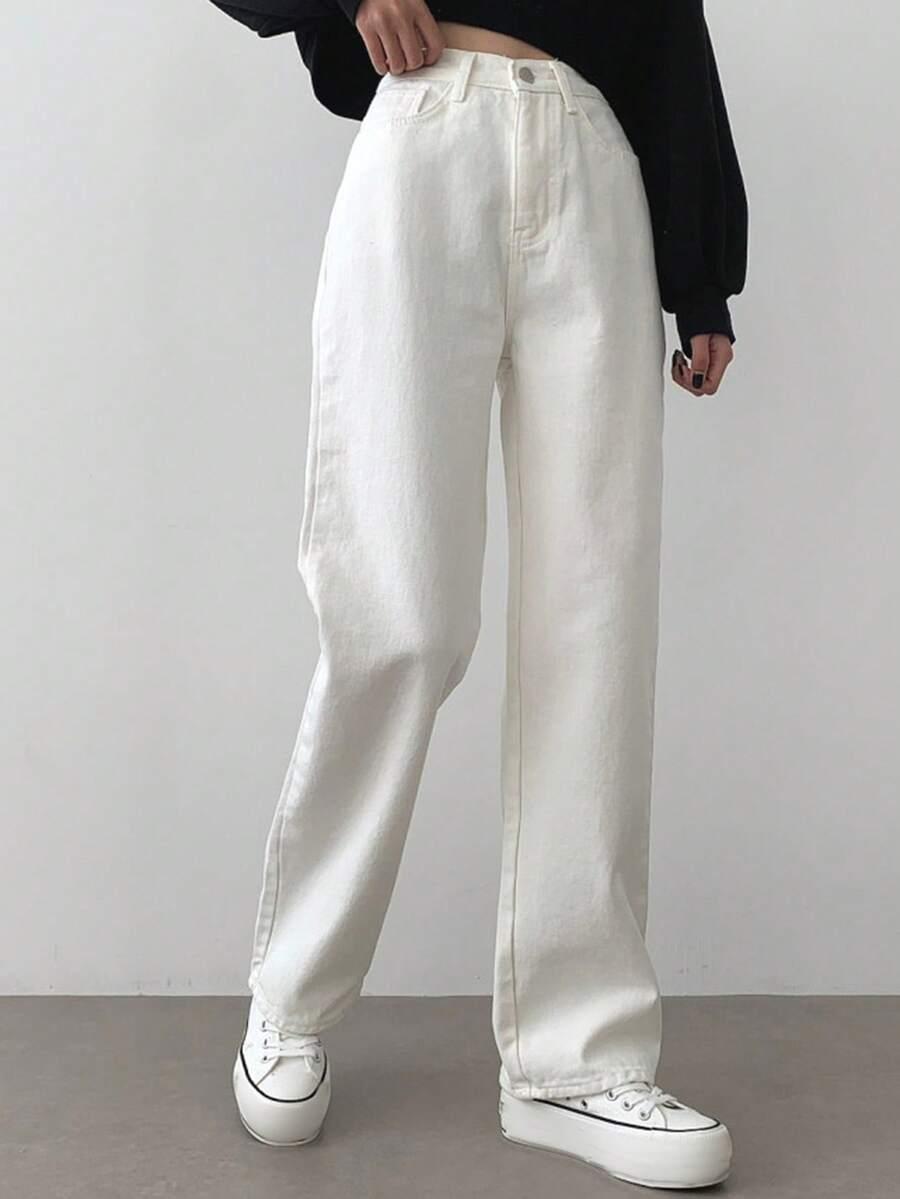 BIAŁE SPODNIE JEANS
