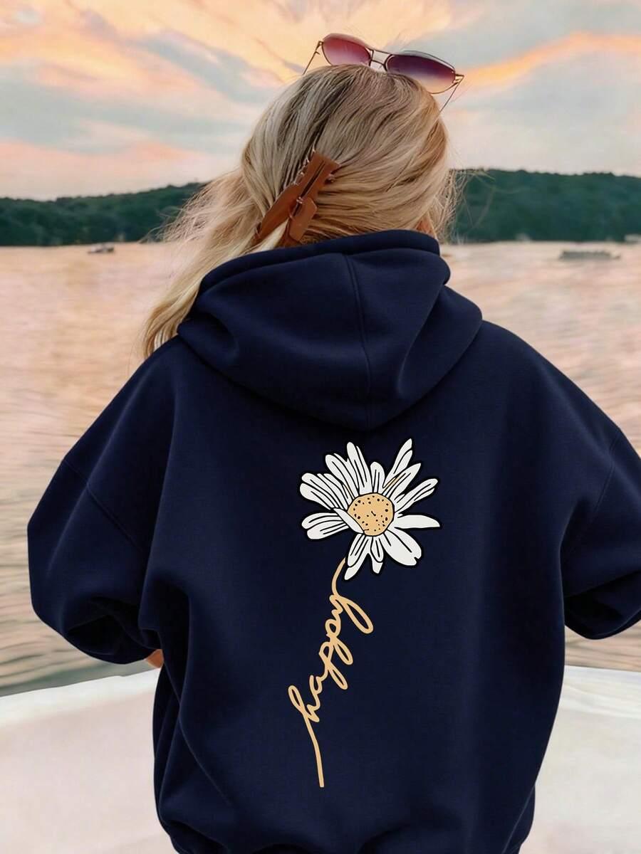 GRANATOWA BLUZA NADRUK