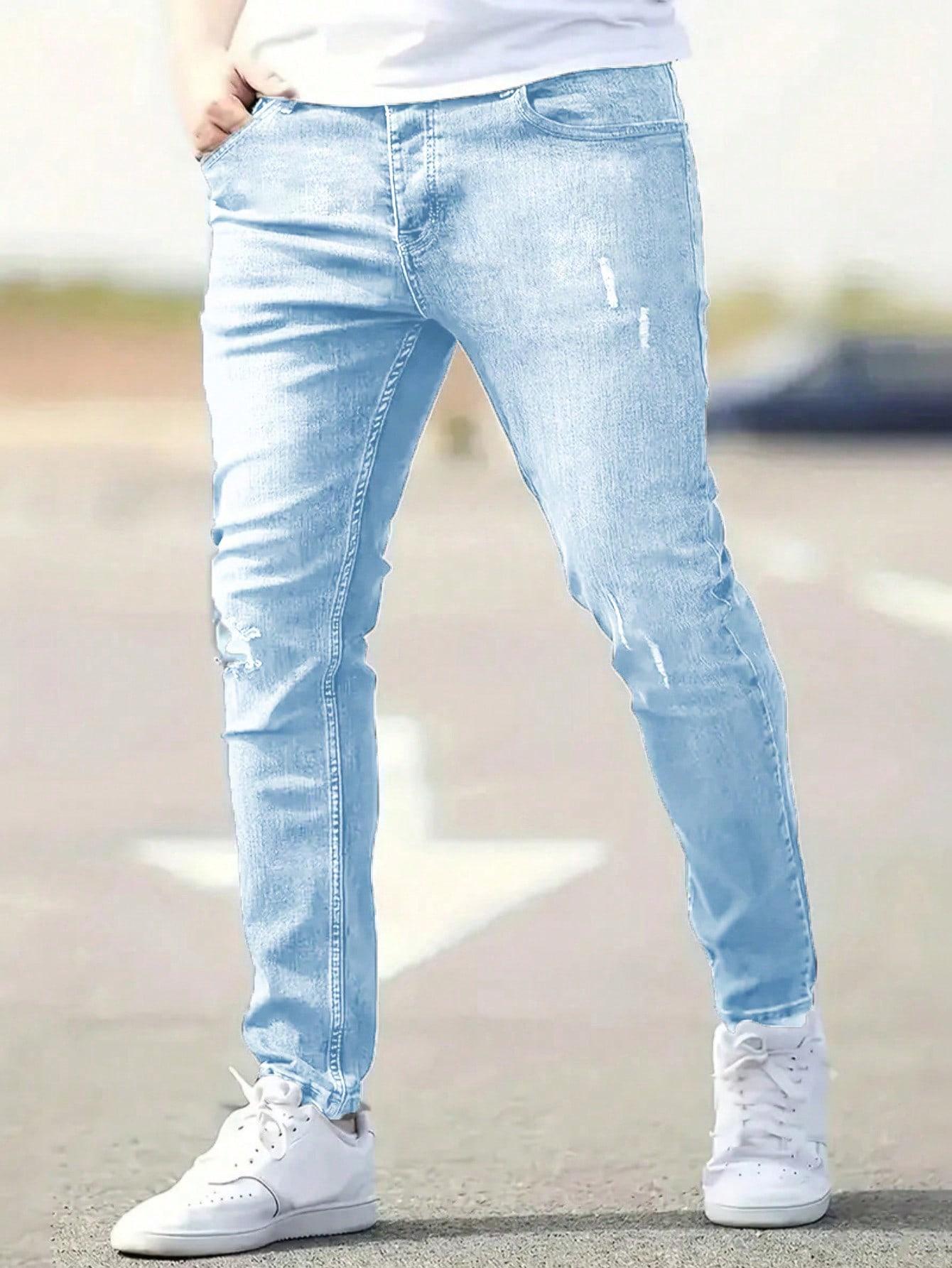 NIEBIESKIE SPODNIE JEANS RURKI PRZETARCIA