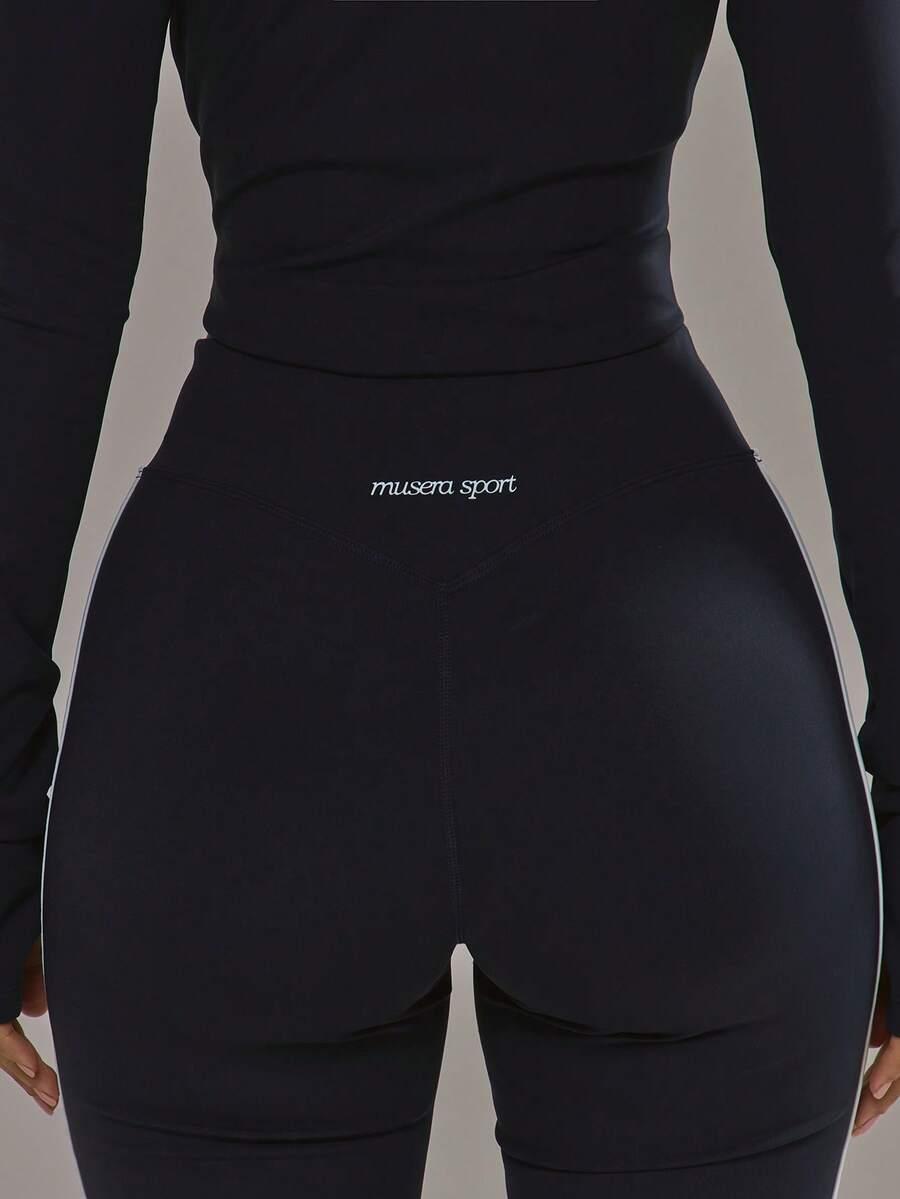 GRANATOWE LEGGINSY WYSOKI STAN