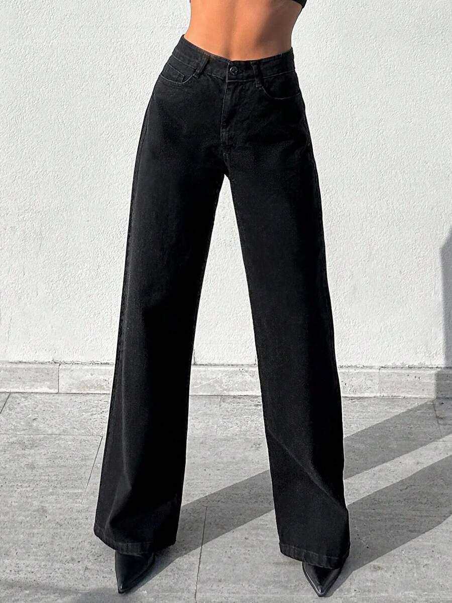 CZARNE SPODNIE JEANS