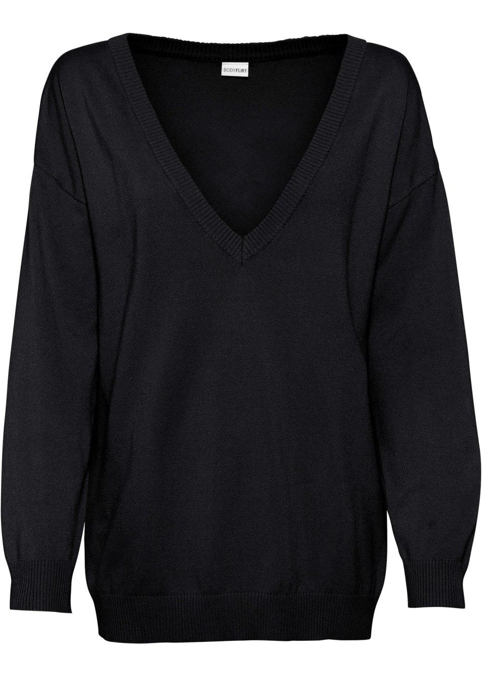 CZARNY SWETER V-NECK