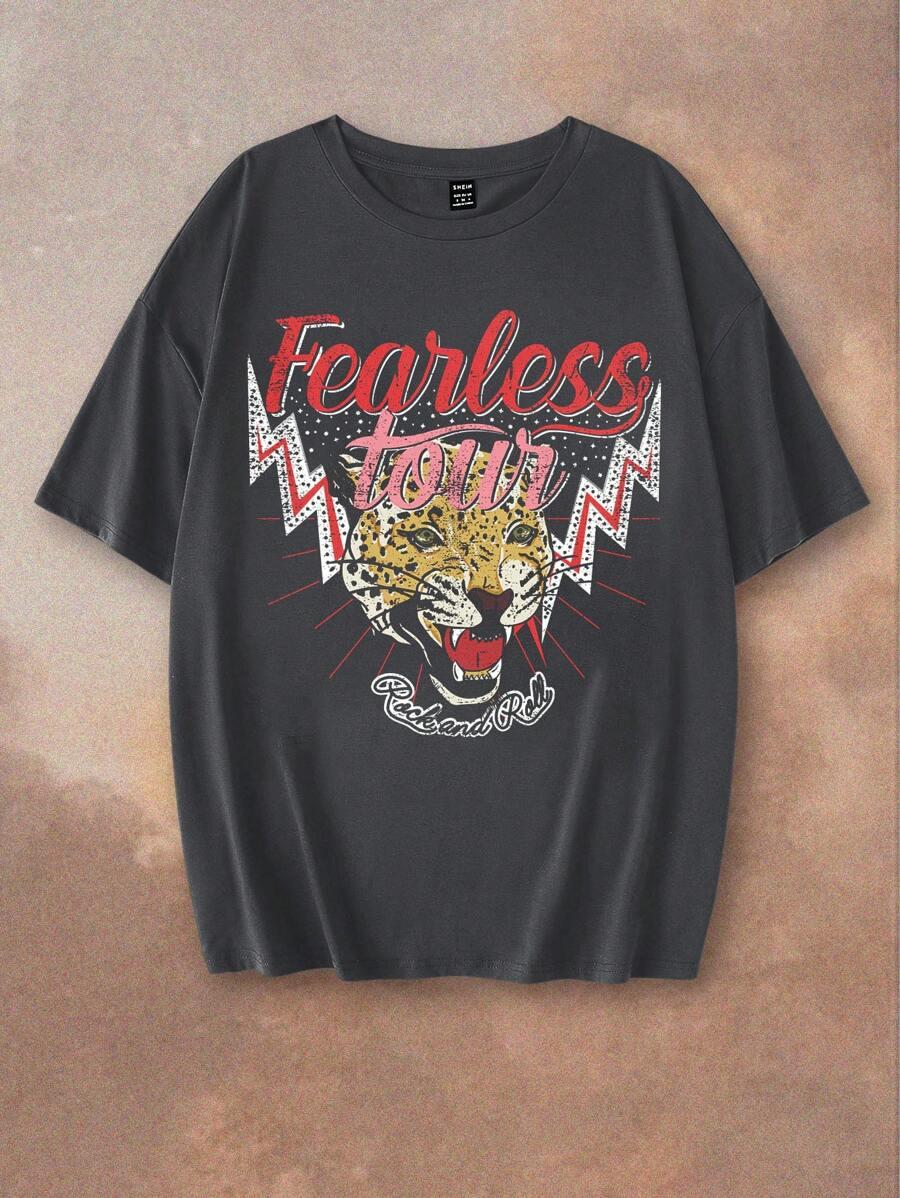 SZARY T-SHIRT nadruk