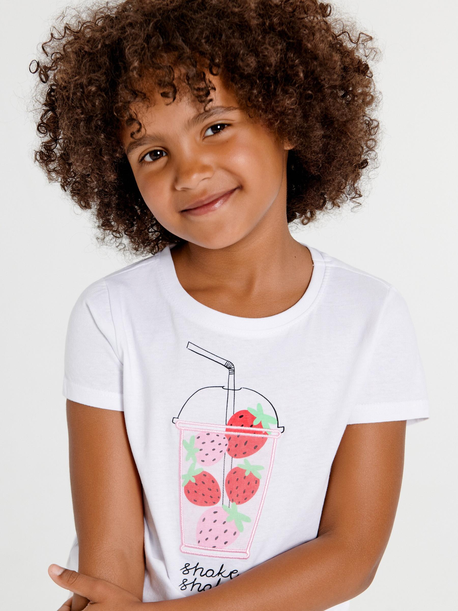 biały t-shirt nadruk shake