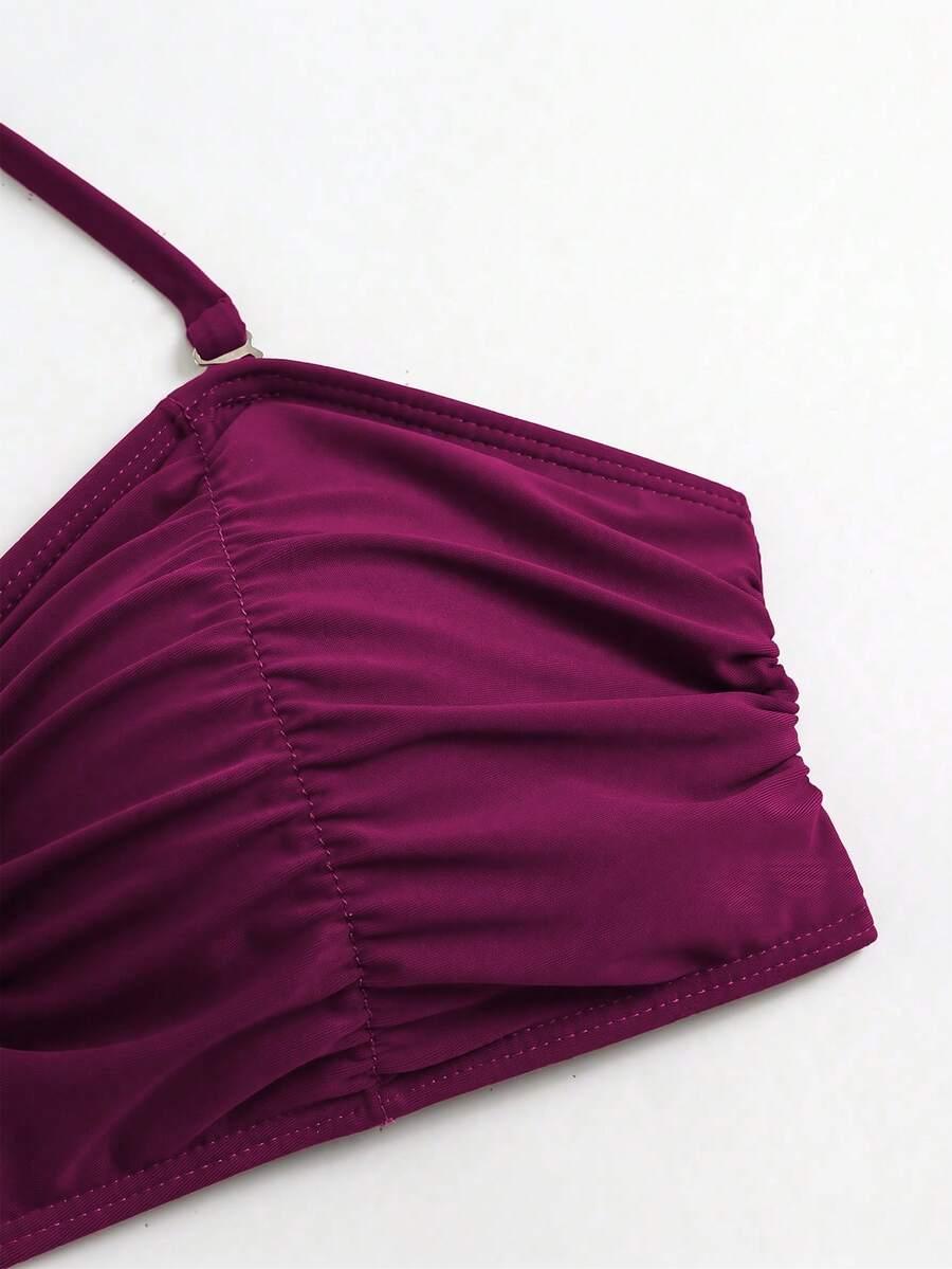 burgundowy komplet DWUCZĘŚCIOWY STRÓJ KĄPIELOWY sarong