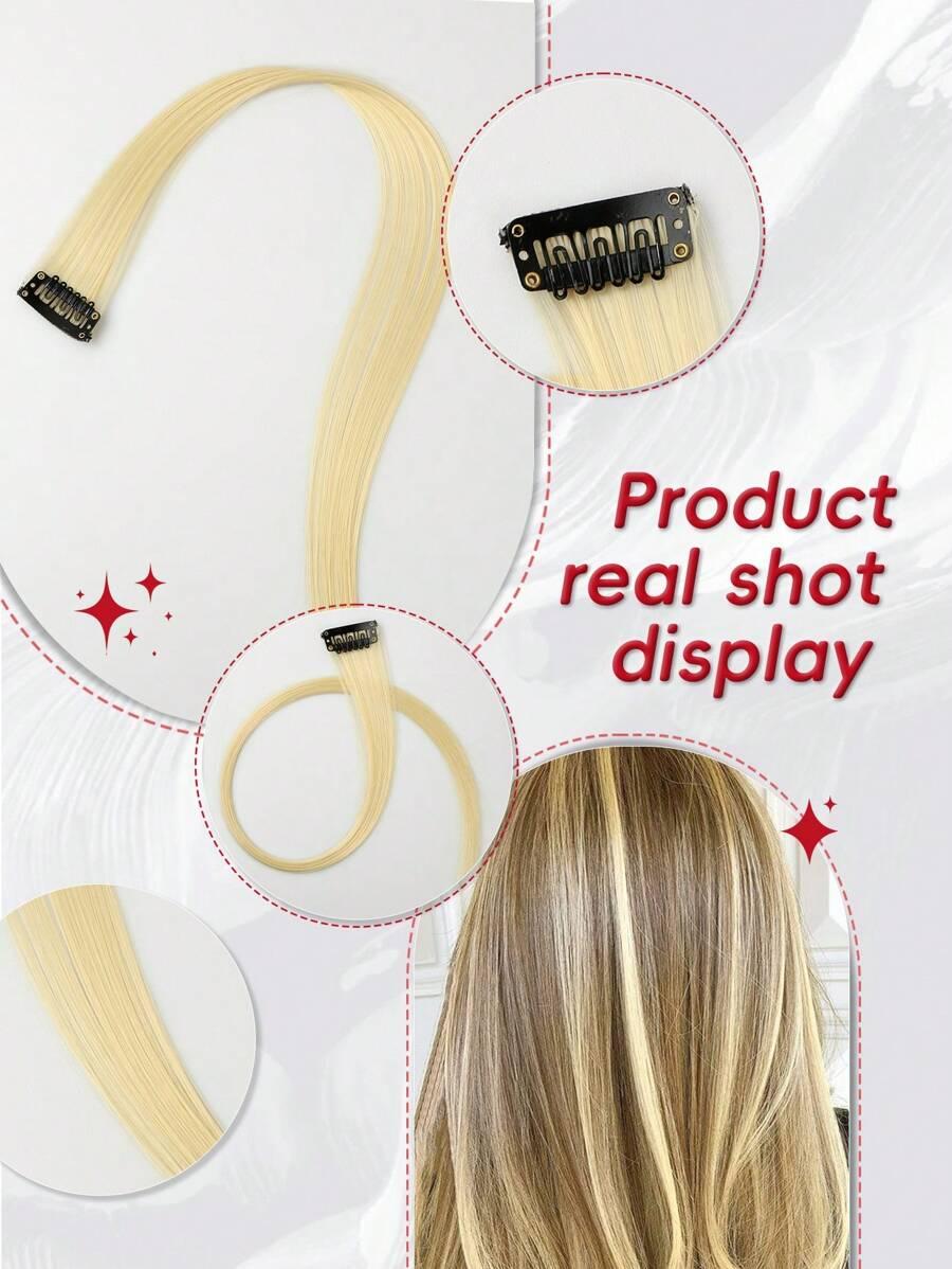 sztuczne włosy pasemka blond 5 sztuk