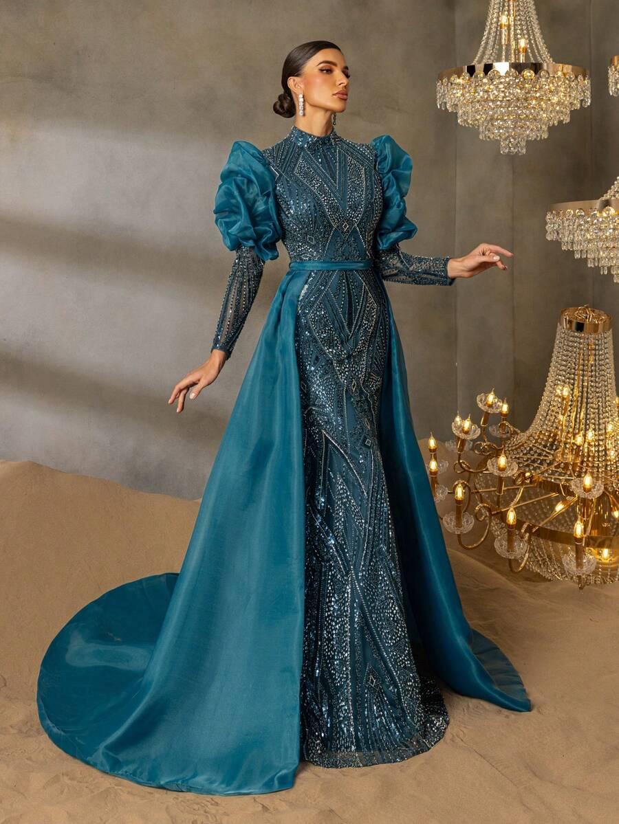 NIEBIESKA MAXI SUKIENKA