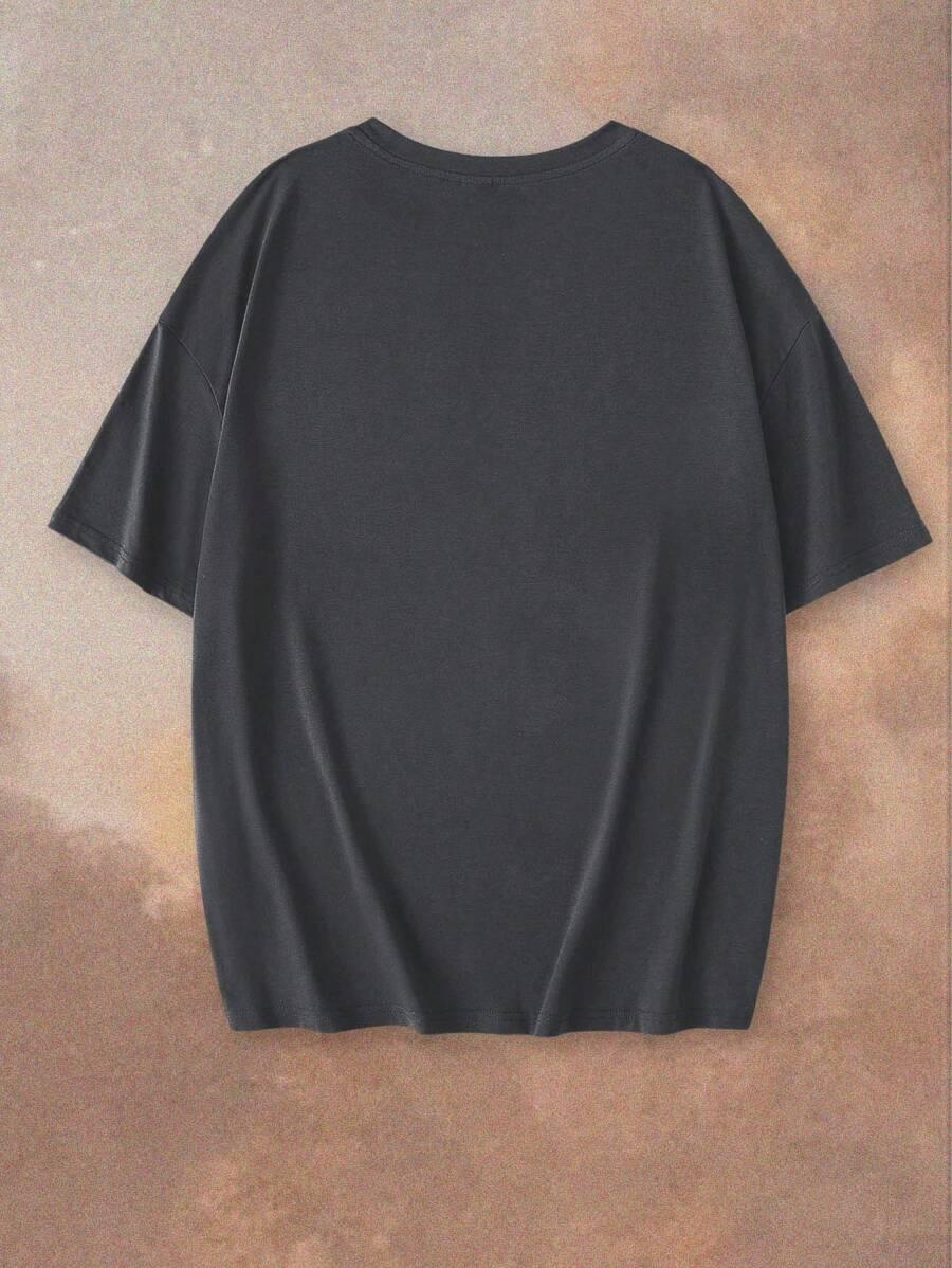 SZARY T-SHIRT nadruk
