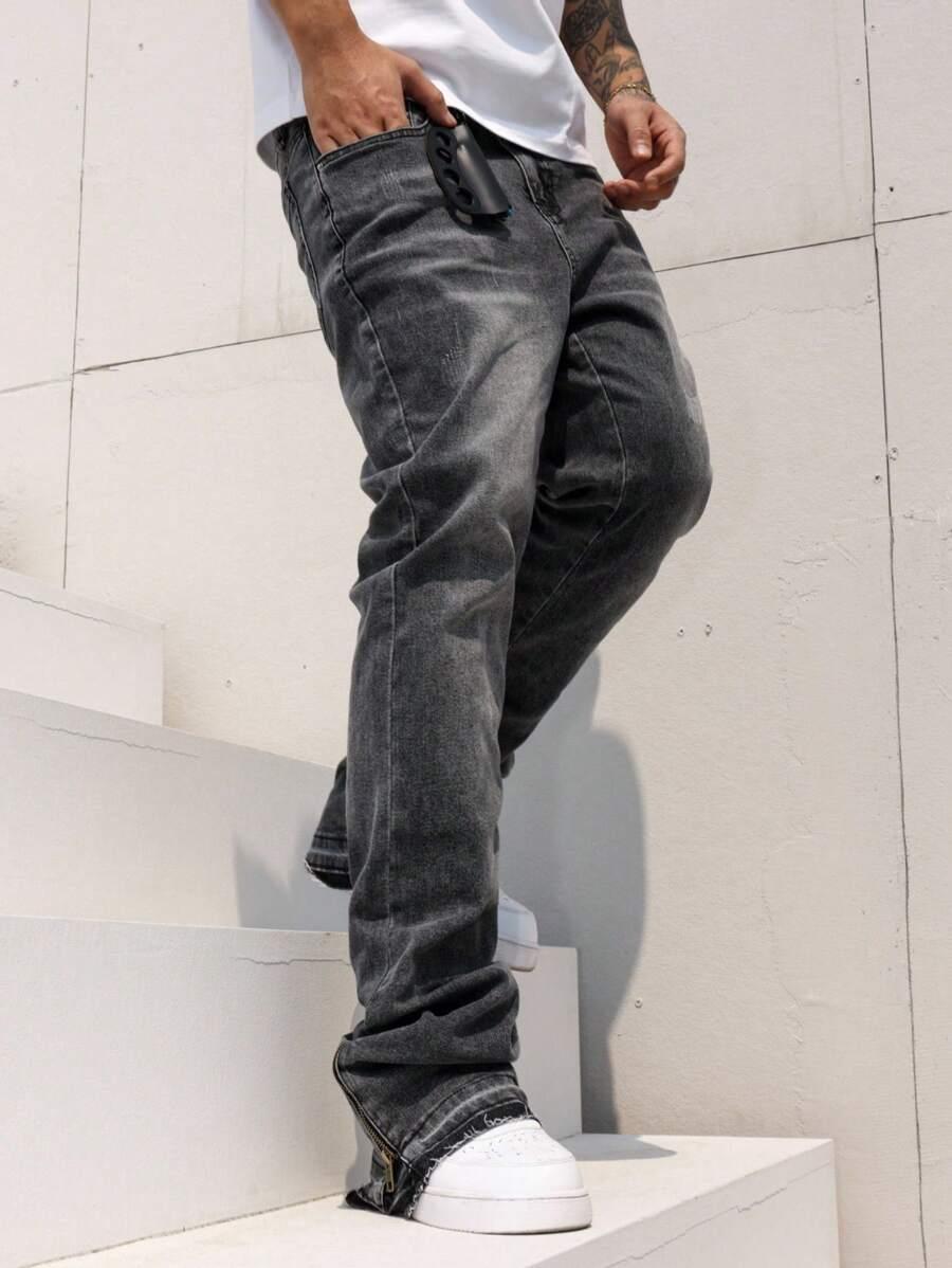SZARE SPODNIE JEANS KIESZENIE