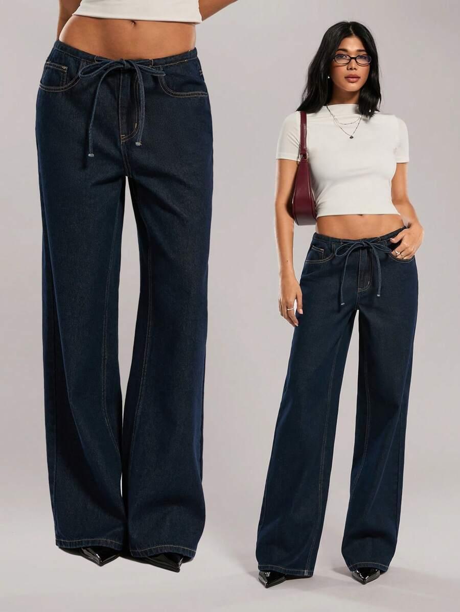 GRANATOWE SPODNIE JEANS
