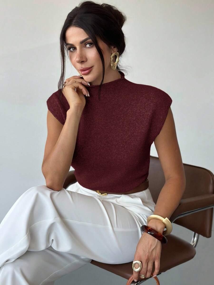 bordowy dzianinowy top 