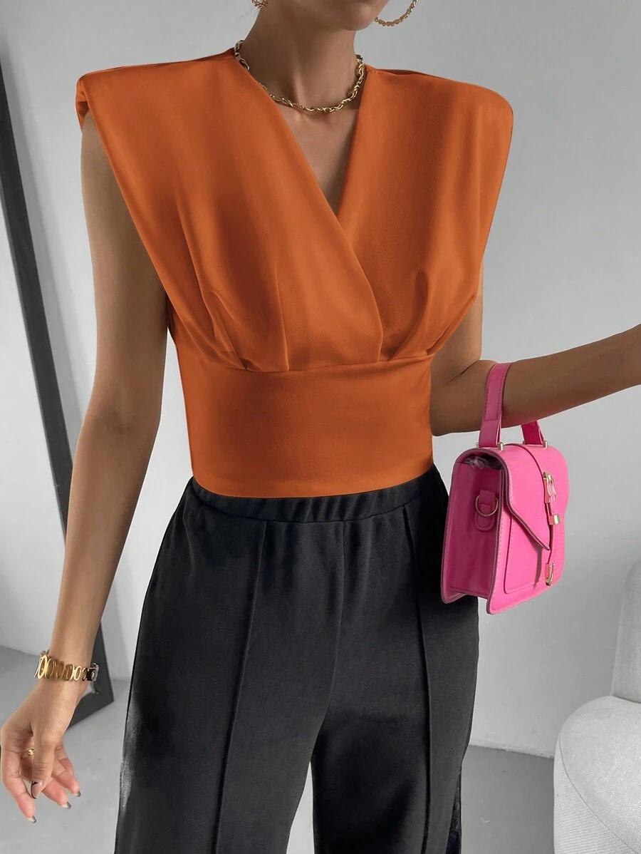 POMARAŃCZOWY TOP V-NECK