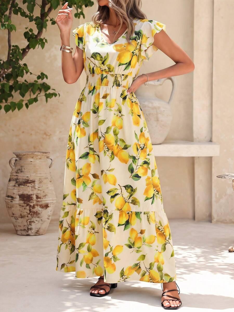 sukienka maxi cytryny