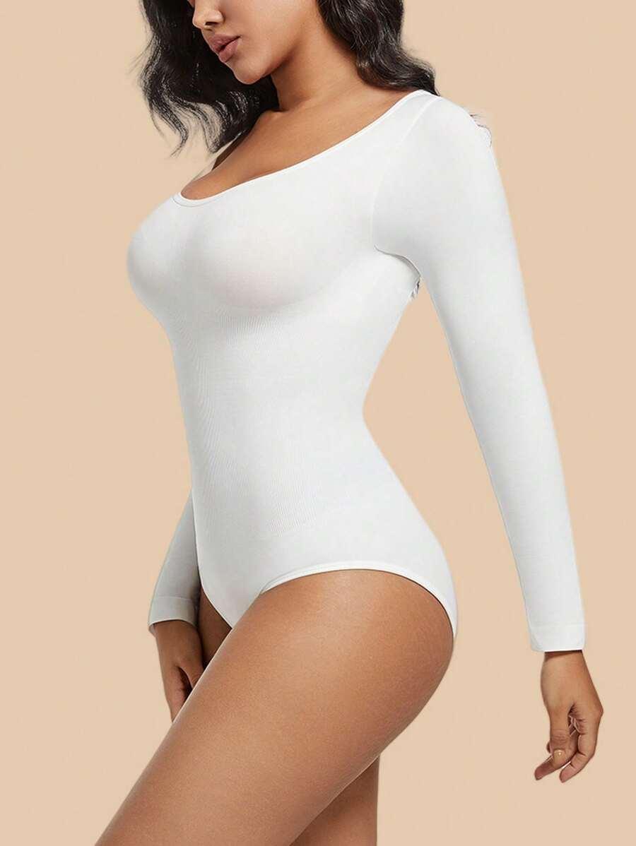 białe body długi rękaw