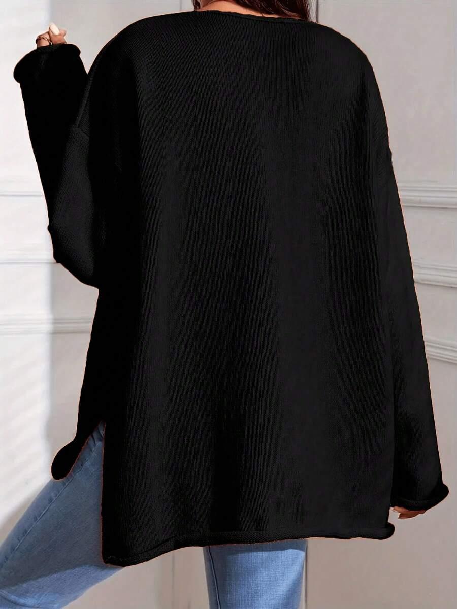 CZARNY SWETER V-NECK