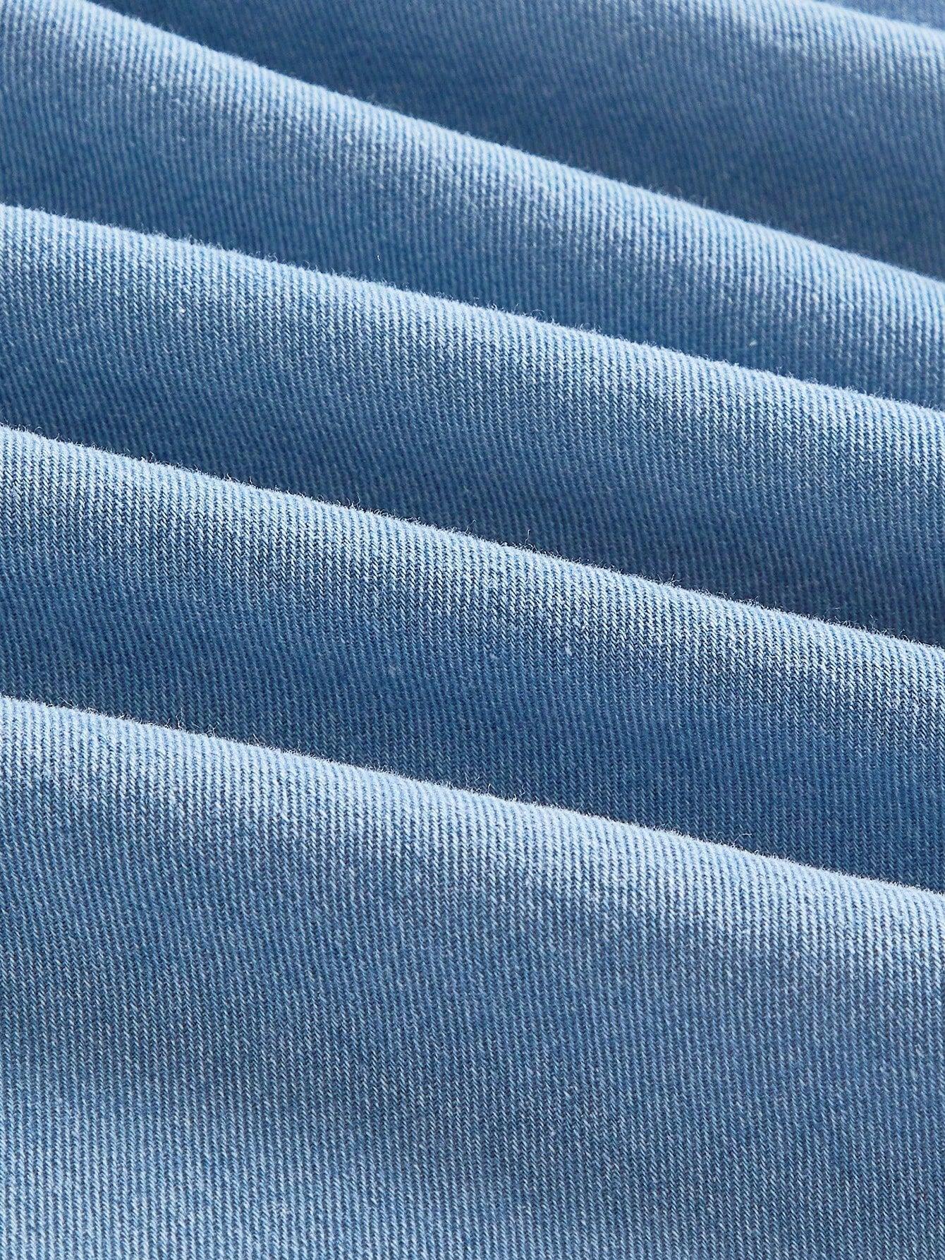 niebieska jeansowa mini sukienka wiązanie