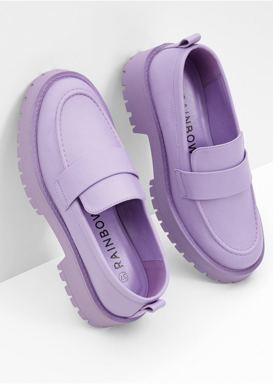 PÓŁBUTY LOAFERSY FIOLETOWE