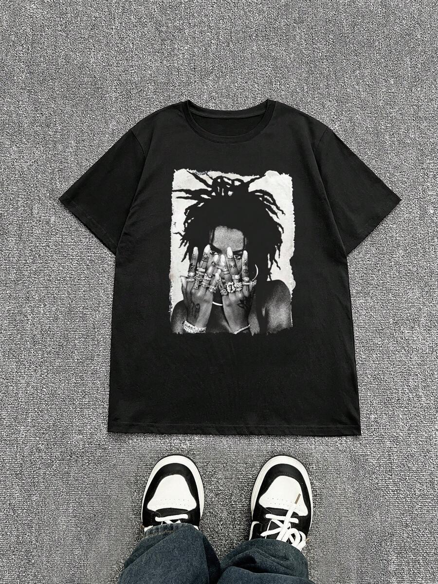czarny t-shirt print