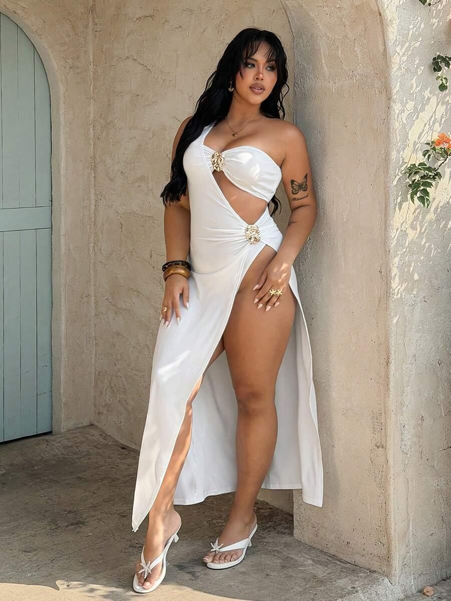 biała góra od bikini sukienka