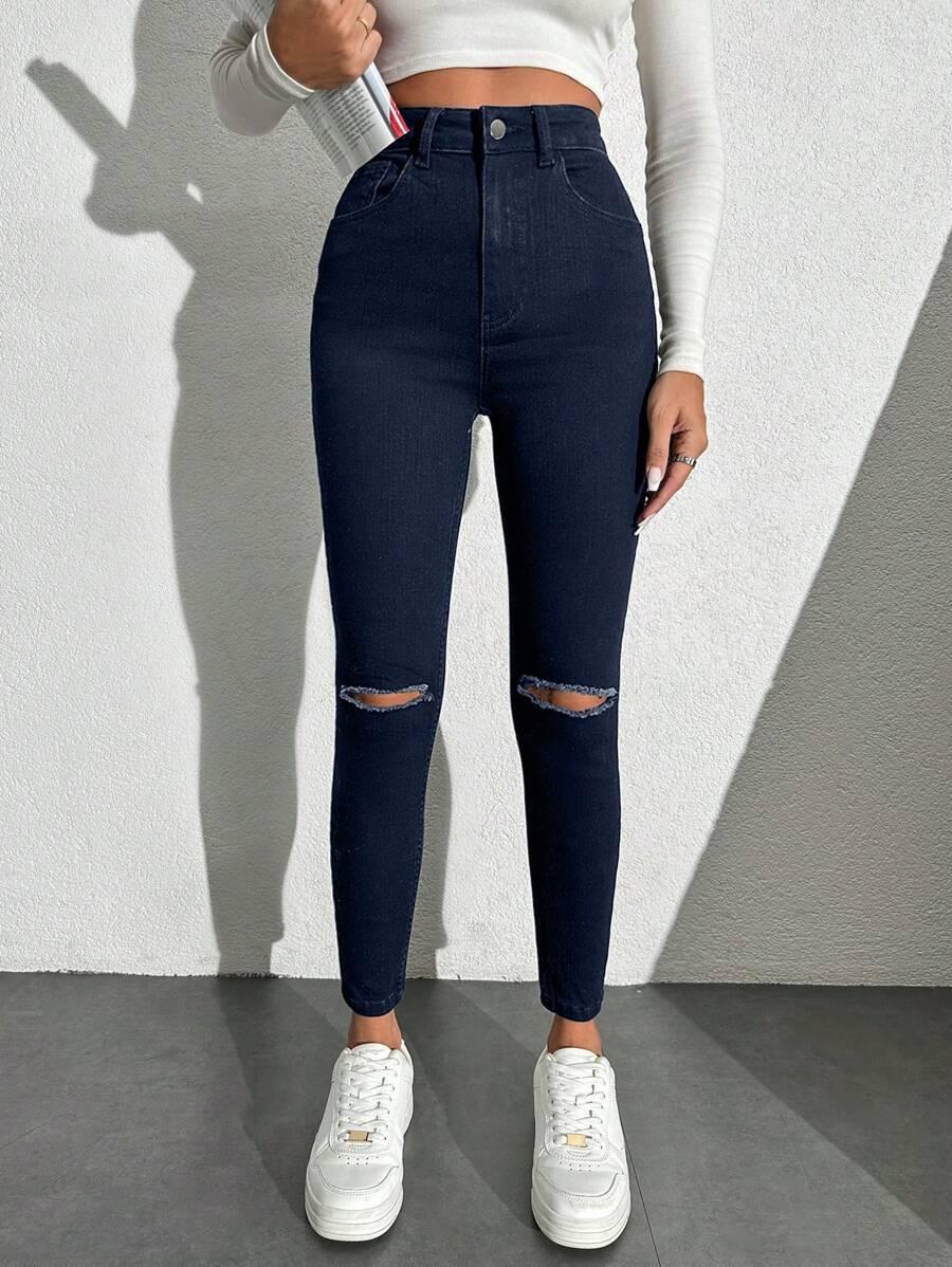 GRANATOWE SPODNIE JEANS RURKI