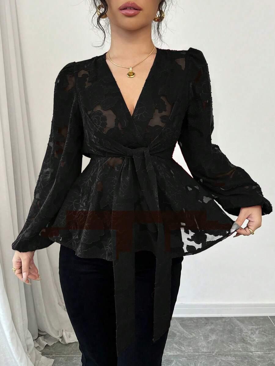 CZARNA BLUZKA V-NECK 